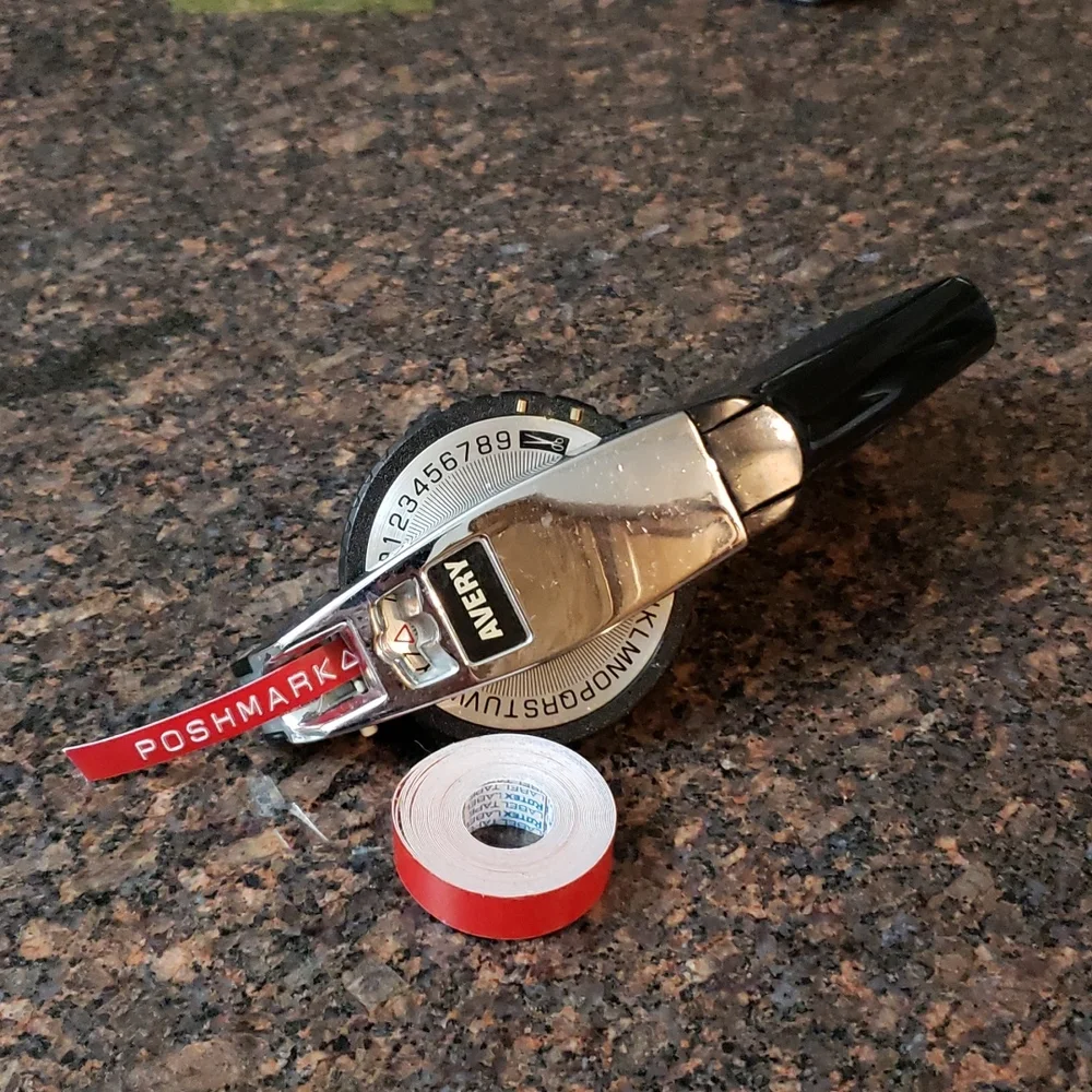 Vintage Avery Rotex 880 Handheld Label Maker With Small Roll Of Red Label Tape